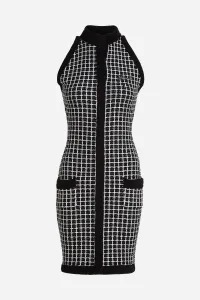 Šaty Karl Lagerfeld Boucle Knit Dress Black/Silver