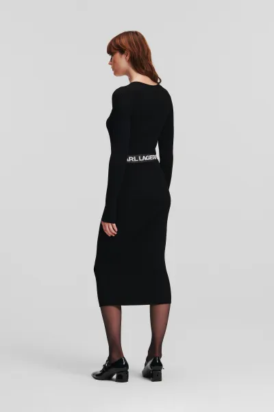 Šaty Karl Lagerfeld Lslv Logo Knit Dress Black