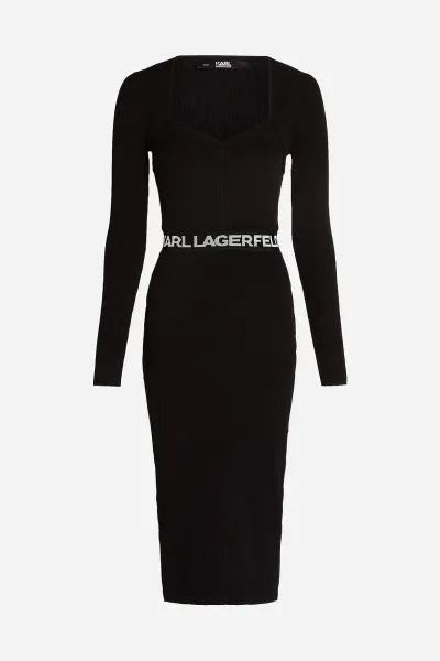 Šaty Karl Lagerfeld Lslv Logo Knit Dress Black