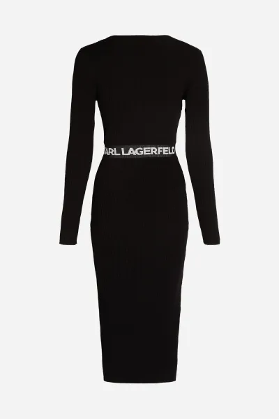 Šaty Karl Lagerfeld Lslv Logo Knit Dress Black