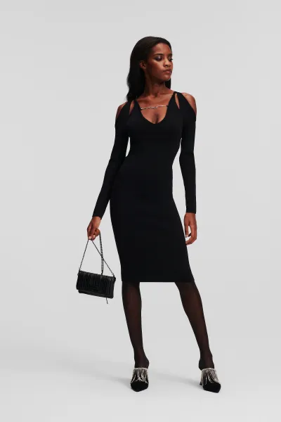 Šaty Karl Lagerfeld Cut Out Dress Black