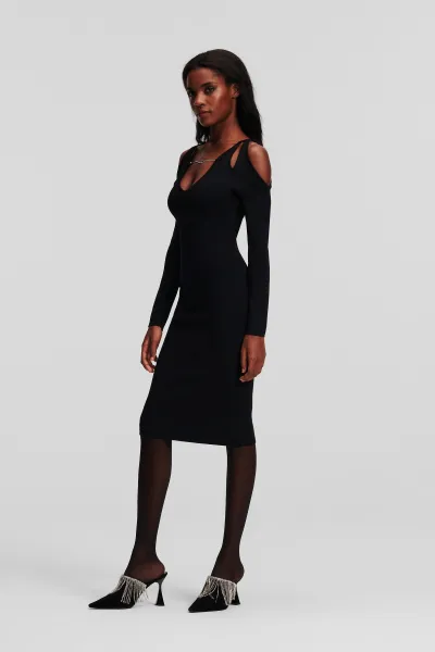Šaty Karl Lagerfeld Cut Out Dress Black
