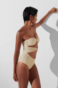 Plavky Karl Lagerfeld Karl Dna Strapless Swimsuit Beige/Gold