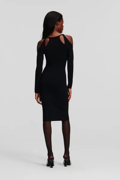 Šaty Karl Lagerfeld Cut Out Dress Black