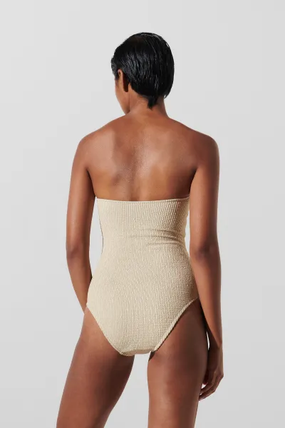 Plavky Karl Lagerfeld Karl Dna Strapless Swimsuit Beige/Gold