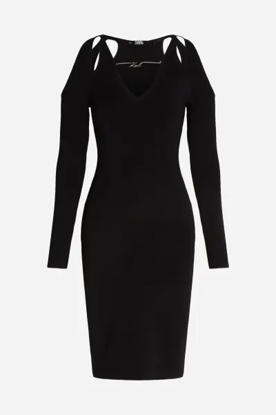 Šaty Karl Lagerfeld Cut Out Dress Black