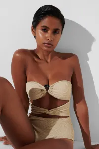 Plavky Karl Lagerfeld Karl Dna Strapless Swimsuit Beige/Gold
