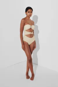 Plavky Karl Lagerfeld Karl Dna Strapless Swimsuit Beige/Gold