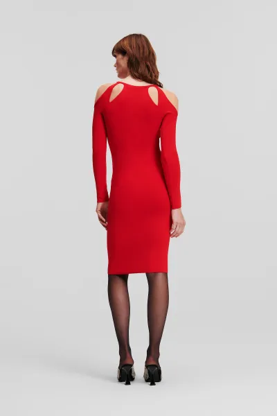 Šaty Karl Lagerfeld Cut Out Dress Chili Pepper