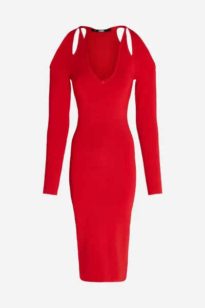 Šaty Karl Lagerfeld Cut Out Dress Chili Pepper