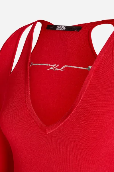 Šaty Karl Lagerfeld Cut Out Dress Chili Pepper