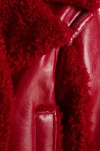 Bunda Karl Lagerfeld Faux Shearling Jacket Chili Pepper