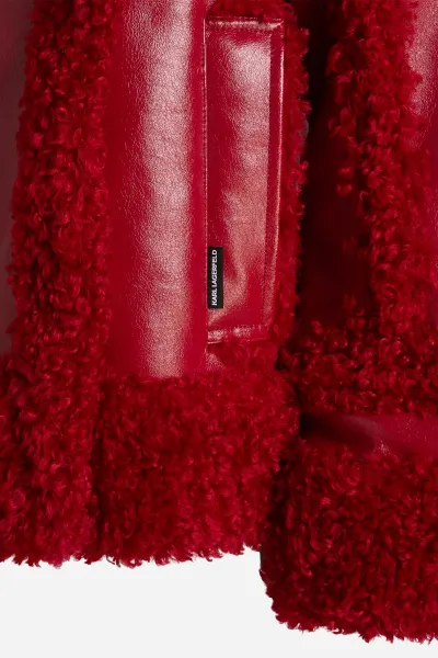 Bunda Karl Lagerfeld Faux Shearling Jacket Chili Pepper
