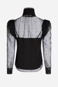 Blúzka Karl Lagerfeld Kl Mesh Ruffle Top Black