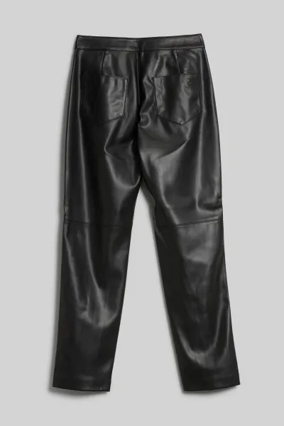 Nohavice Karl Lagerfeld Faux Leather Zip Pants Black