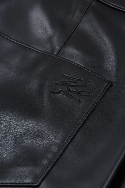 Nohavice Karl Lagerfeld Faux Leather Zip Pants Black
