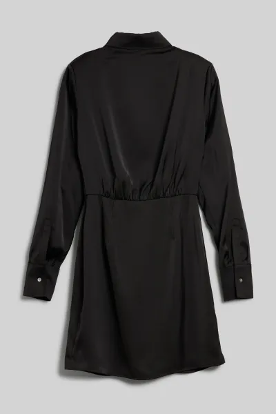 Šaty Karl Lagerfeld Karl Charm Satin Shirt Dress Black