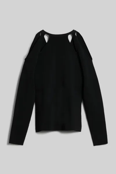 Sveter Karl Lagerfeld Cut Out Knit Sweater Black