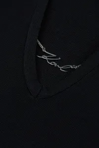 Sveter Karl Lagerfeld Cut Out Knit Sweater Black