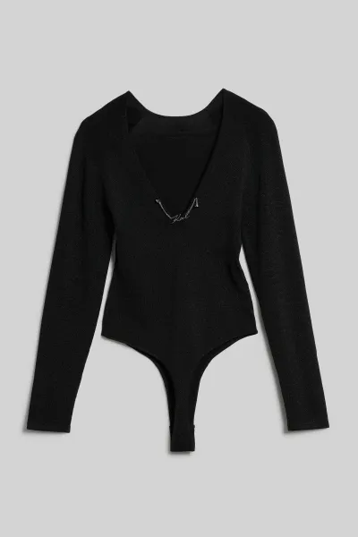 Sveter Karl Lagerfeld Evening Knit Body Black Lurex