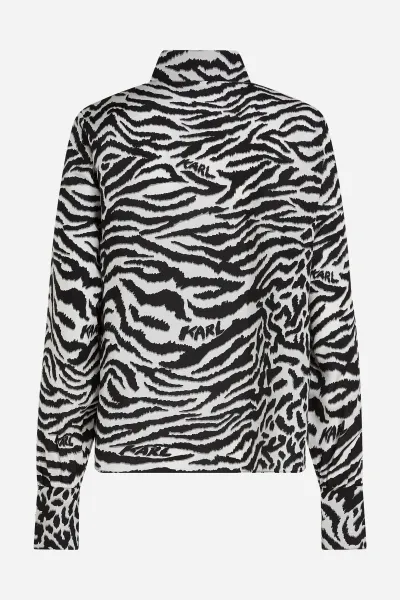 Blúzka Karl Lagerfeld Animal Print Silk Shirt Karl Animal Aop White