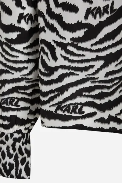 Blúzka Karl Lagerfeld Animal Print Silk Shirt Karl Animal Aop White