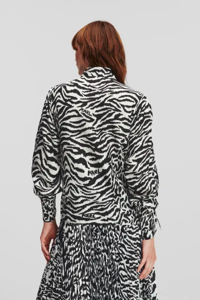 Blúzka Karl Lagerfeld Animal Print Silk Shirt Karl Animal Aop White