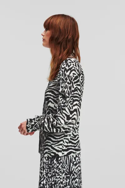 Blúzka Karl Lagerfeld Animal Print Silk Shirt Karl Animal Aop White