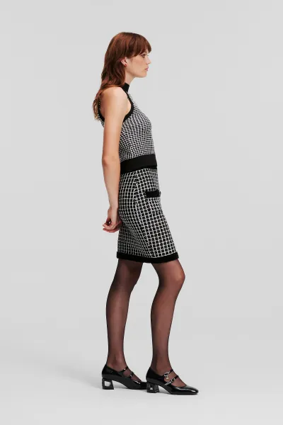 Sukňa Karl Lagerfeld Boucle Knit Skirt Black/Silver