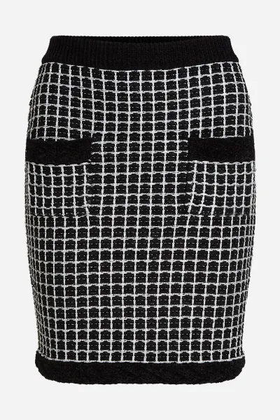 Sukňa Karl Lagerfeld Boucle Knit Skirt Black/Silver