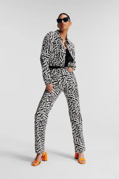 Džínsy Karl Lagerfeld Bw Aop Denim Pants Elektrika Black/White