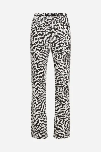 Džínsy Karl Lagerfeld Bw Aop Denim Pants Elektrika Black/White