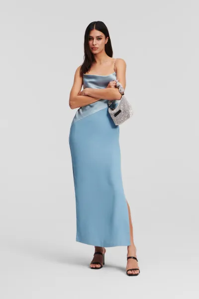 Šaty Karl Lagerfeld Karl Charm Satin Dress Cashmere Blue