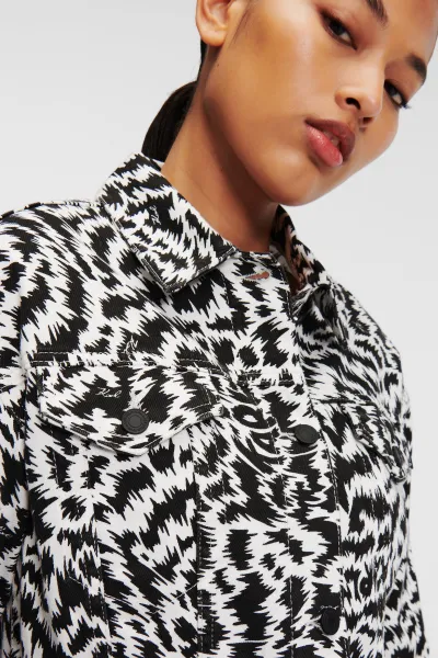 Bunda Karl Lagerfeld Aop Denim Jacket Elektrika Black/White