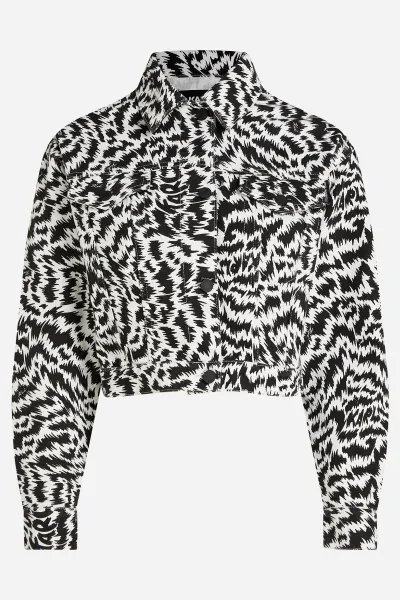 Bunda Karl Lagerfeld Aop Denim Jacket Elektrika Black/White