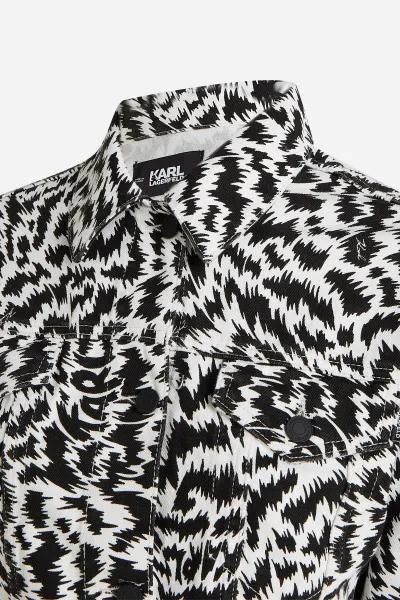 Bunda Karl Lagerfeld Aop Denim Jacket Elektrika Black/White