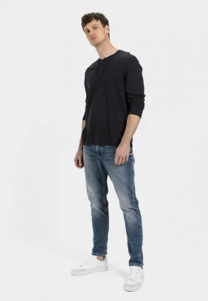 Tričko Camel Active Nos Henley 1/1Arm Graphite Gray