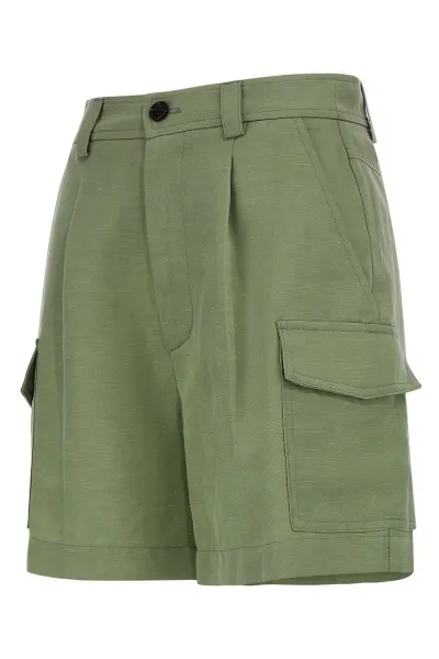 Šortky Woolrich Viscose Linen Short Sage