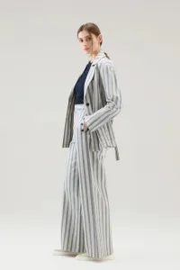 Sako Woolrich Marine Over Shirt Melton Blue Stripe