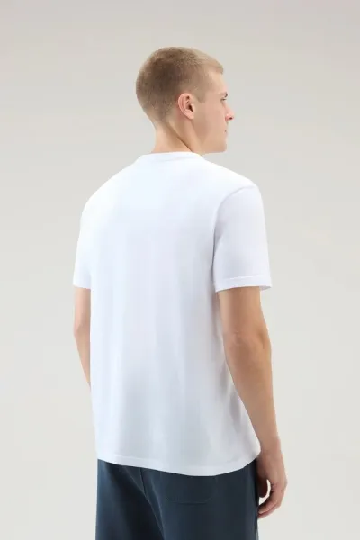 Tričko Woolrich Embroidered Logo T-Shirt Bright White