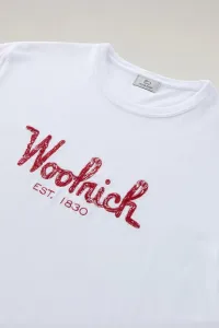 Tričko Woolrich Embroidered Logo T-Shirt Bright White