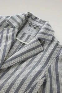 Sako Woolrich Marine Over Shirt Melton Blue Stripe