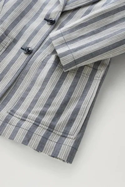 Sako Woolrich Marine Over Shirt Melton Blue Stripe