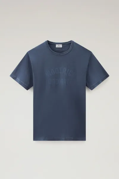Tričko Woolrich Light Garment Dyed T-Shirt Melton Blue
