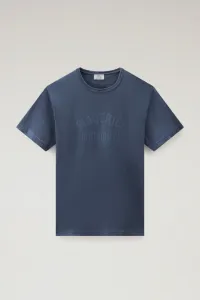 Tričko Woolrich Light Garment Dyed T-Shirt Melton Blue
