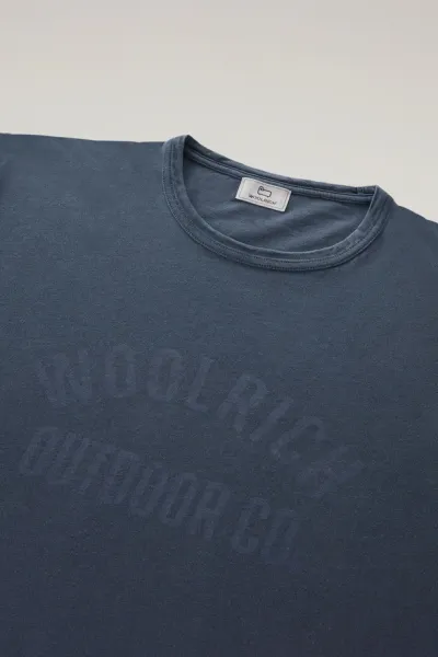 Tričko Woolrich Light Garment Dyed T-Shirt Melton Blue