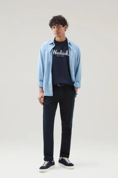Tričko Woolrich Embroidered Logo T-Shirt Melton Blue