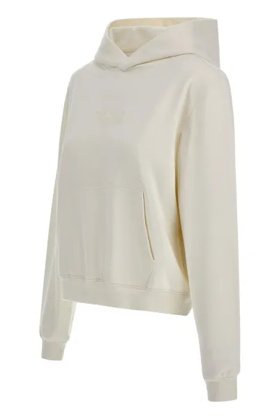 Mikina Woolrich Cotton Fleece Logo Hoodie Plaster White