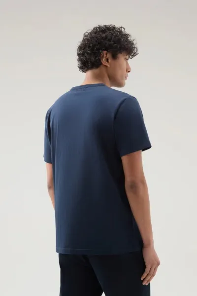 Tričko Woolrich Embroidered Logo T-Shirt Melton Blue