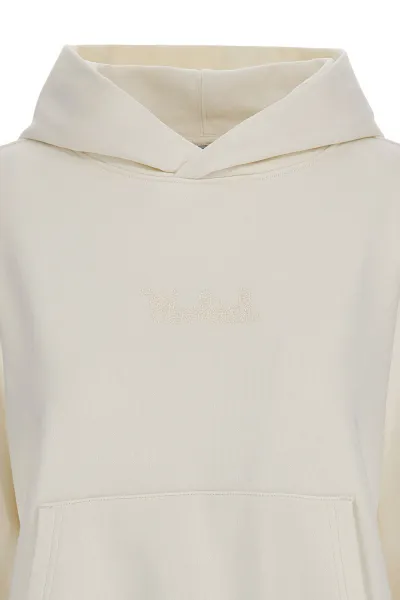 Mikina Woolrich Cotton Fleece Logo Hoodie Plaster White
